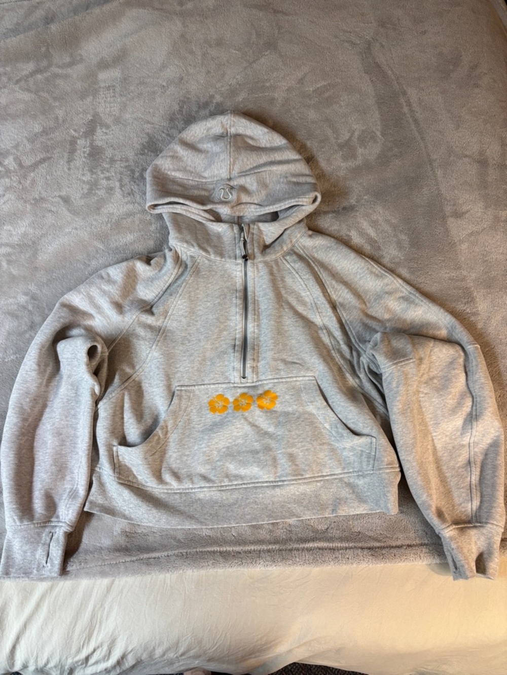 Lululemon Light Gray Zip-Up Hoodie with Subtle Logo